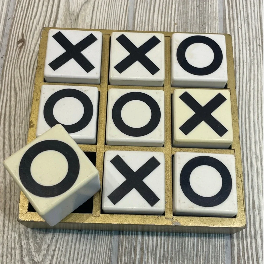 Target Tic-Tac-Toe Gold Wood Decorative Board Game Coffee Table Decor 081080892